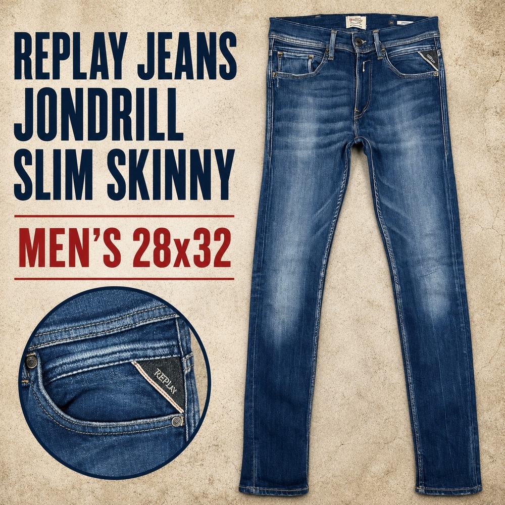 Replay Jondrill Slim Skinny Jeans Mens 28x32‎ Blue Medium Wash Stretch Denim